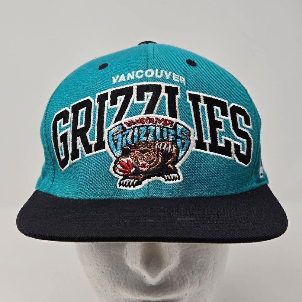 VANCOUVER GRIZZLIES MITCHELL & NESS SNAPBACK HAT CAP SPELLOUT LOGO TEAL BLACK